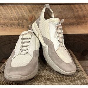 Naturalizer Gray & White‎ Unison Elastic Lace Leather Fashion Sneaker 7.5 W